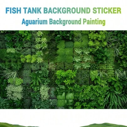 Green Rhythm Pattern Decor, Aquarium Background Painting, Aquarium Background Sticker, Reptile Habitat Background Sticker, Front Self-Adhesive, Aquarium Landscape Decor, Aquarium Decorations