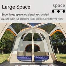 campility 4/8/12 Person Outdoor Camping Tent, Double Layer Rainproof, Windproof, And Sunproof, With Breathable Mesh Windows, Suitable For All Seasons, Portable Outdoor Tent For Hiking, Beach Trips, And Other Outdoor Activities - Multicolor - View 8