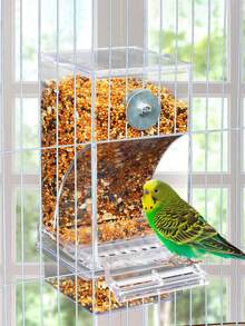 1pc Transparent Automatic Bird Feeder, Made Of Organic Glass (PMMA) Material, Can Be Hung On Bird Cage, Battery-Free Operation, Splash-Proof Design, Suitable For Parrots And Medium-Sized Birds - one-size - View 12