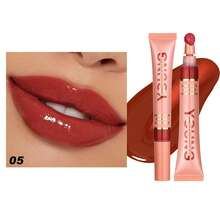 YOUNG VISION 1 Mirrored Moisturizing Lip Gloss & 1 Deep Matte Lip Liner Combo Set: Outline Lips, Create Full European & American Lip Makeup, Red & Black Contrast Lip Cosmetics - 彩色 - 查看 8