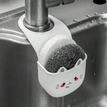Giá để đồ thoát nước bồn rửa, giá đựng miếng bọt biển, giá phơi nồi chảo và bàn chải, giỏ treo đồ thoát nước bồn rửa nhà bếp.