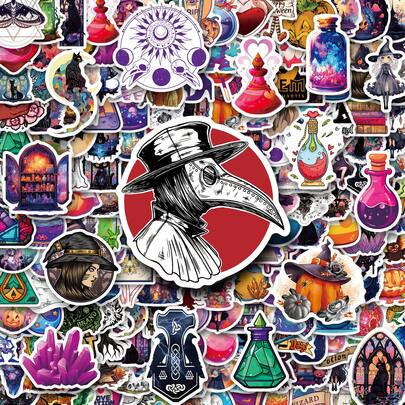 300 miếng dán hình phù thủy chống thấm nước bằng vinyl dùng cho bình nước, máy tính xách tay, sổ lưu niệm, nhật ký, hành lý, ván trượt.