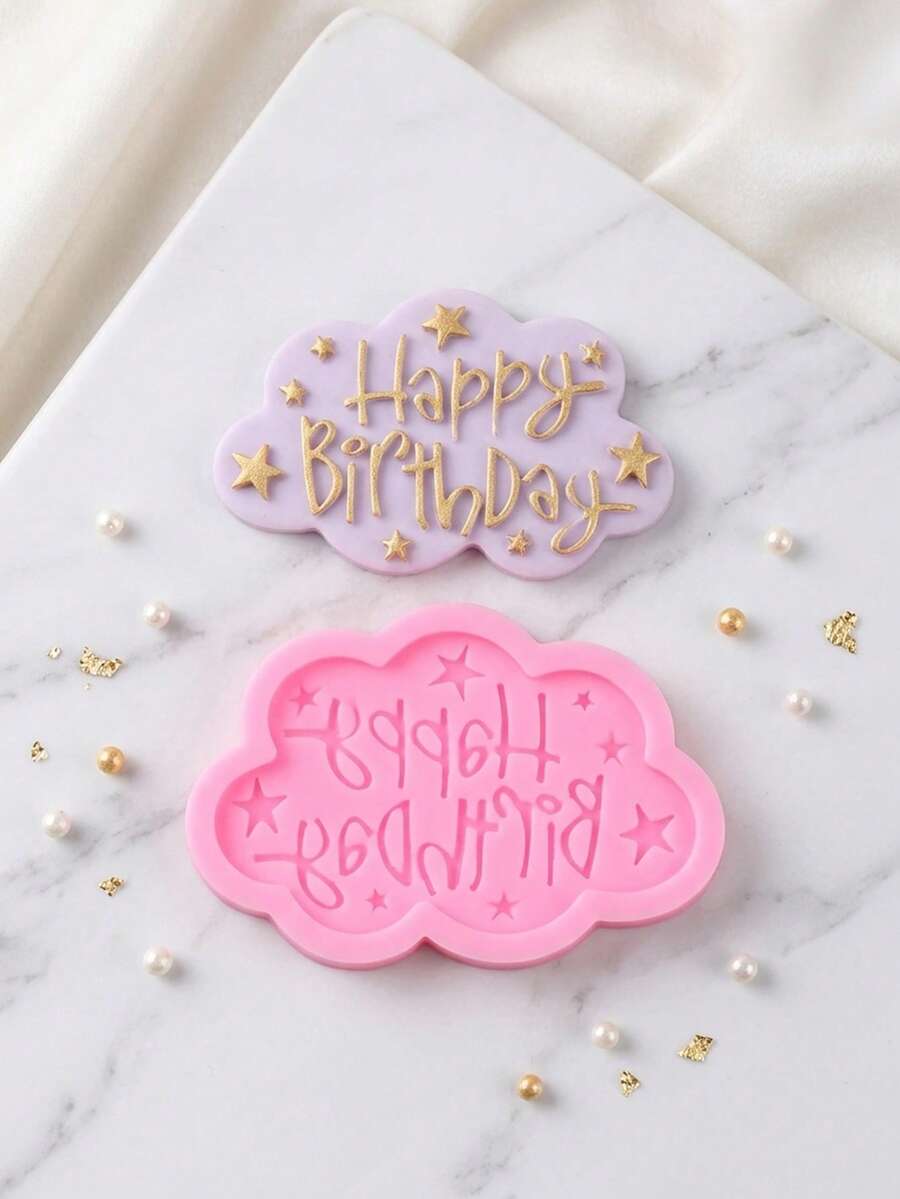 1pc Cloud Shaped Silicone Mold, Chocolate Mold, Suitable For Birthday Cake, Cupcake Decoration, Candy, Pudding - 彩色 - 查看 1