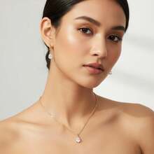 3pcs/Box Sparkling Zirconia Flower Earrings & Necklace Set, Lucky Leaf Jewelry Set, Suitable For Daily Wear, Party, Date, Wedding, Bride Gift, Lover Gift, Mother's Gift, Christmas Gift Box, Birthday Gift - Silver - View 3