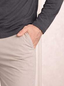 Men's Basic Plain Long-Sleeve Polo Shirt - Dark Grey - View 3