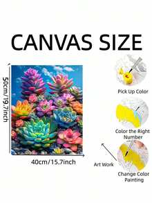 24-Color Adult DIY Digital Oil Painting Kit, 40*50cm/16*20inch, Includes 1pcs Canvas, 3pcs Different Paint Brushes & 1pcs Color Chart, Ideal For Living Room, Bedroom, Office & Home Wall Decoration, Perfect Gift For Valentine's Day, Birthday, Mother's Day, Christmas & All Holidays, Professional Adult Art Usage (Unframed) - Multicolor - View 3