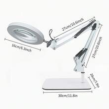 1 chiếc kính lúp 10X có đèn và chân đế, đèn lúp để bàn dùng nguồn USB, đèn bàn LED 2 trong 1 có thể điều chỉnh độ phóng đại, 3 chế độ ánh sáng 10 mức độ sáng, xoay 360°, thích hợp cho làm móng, làm đẹp, thêu thùa, đọc sách, thủ công, sửa chữa, vẽ tranh. - Đèn bàn kính lúp 10x - Xem 16
