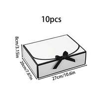 10件套带盖礼盒，白色盒身黑色包边，尺寸为10.6 x 7.8 x 3.1英寸，附赠黑色丝带，适用于伴娘邀请函、婚礼礼物、生日礼物、派对回礼、装饰、情人节礼物、新娘礼盒 - 白色黑邊 - 查看 13