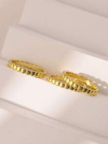 1 Set/3 piezas, Anillos con bolas doradas de moda, Anillos minimalistas adecuados para el uso diario de las mujeres, Regalo para vacaciones - Juego de tres piezas de oro 863 - Ver 7