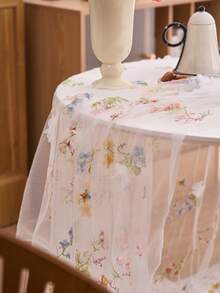 1/2 chiếc khăn trải bàn ren jacquard thêu hoa màu trắng, chất liệu hơi trong suốt, phong cách trang trại cổ điển, thích hợp cho gia đình, nhà bếp, các buổi họp mặt ngày lễ, đám cưới, sinh nhật, tiệc tùng, mọi mùa. - trắng - Xem 11