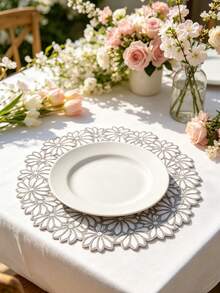 1/4/6pcs, Spring/Summer Floral PVC Gold Foil Placemats, Suitable For Home Dining Table Decoration, Heat-Insulating Mats, Protect Tabletop, Home Kitchen Tea Room, Minimalist Style, Wedding Holiday Party Placemats - Multicolor - View 3