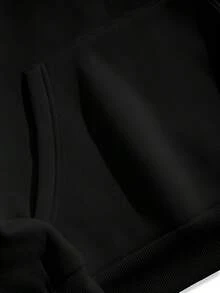 Pattern Printed Hooded Sweatshirt - Fashionable Casual Men's Sweatshirt, Comfortable Fit, Versatile Design, 280g - Black - View 6