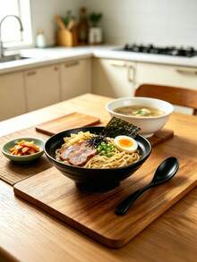 PP Japanese Ramen Bowl, High Quality Wavy Large Capacity Food Bowl, Food Safety Focused, Durable And Unbreakable, Suitable For Home, Restaurant, Food Store, Can Hold Rice And Hot Food, Applicable For Halloween, Christmas, Easter, Thanksgiving, Mother's Day, Valentine's Day And All Seasons - Black - View 3