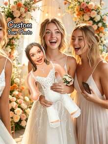 1pc Customizable Inflatable Prop, Personalized Face Inflatable Prop, Unique Inflatable Party Prop Suitable For Bride/Groom, Bachelorette Party, Wedding Gift, Inflatable Doll, Wedding Favor, Mother's Day, Special Occasions - Multicolor - View 3