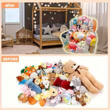 Transparent Stuffed Animal Storage Bean Bag Chair, Large Capacity Toy Organizer For Kids, Multifunctional Plush Toy Holder That Doubles As A Soft Sofa, Dustproof & Space-Saving For Bedroom, Playroom, Living Room. - White - View 6