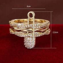 1pc Rope Wrapped Detachable Ring Design With Cubic Zirconia Stones For Women - Multicolor - View 8