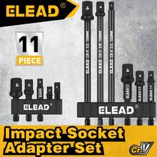 ELEAD 11件套1/4英寸六角柄重型CR-V钢冲击套筒适配器套装，通用银色六角形精密加工套筒转换器套件，适用于汽车维修、DIY项目和电动工具，男士实用工具礼品 - 14-Piece Impact Socket Adapter Set - 查看 1