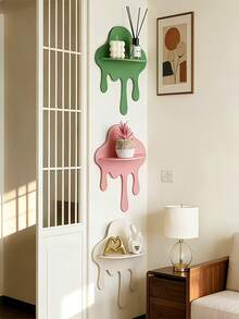 1pc Wall-Mounted Plastic Floating Shelf Display Rack,For Home Decor,Small Album And Items Organizer Display,Ideal For Room Decor,Baby Room Decoration - Multicolor - View 6
