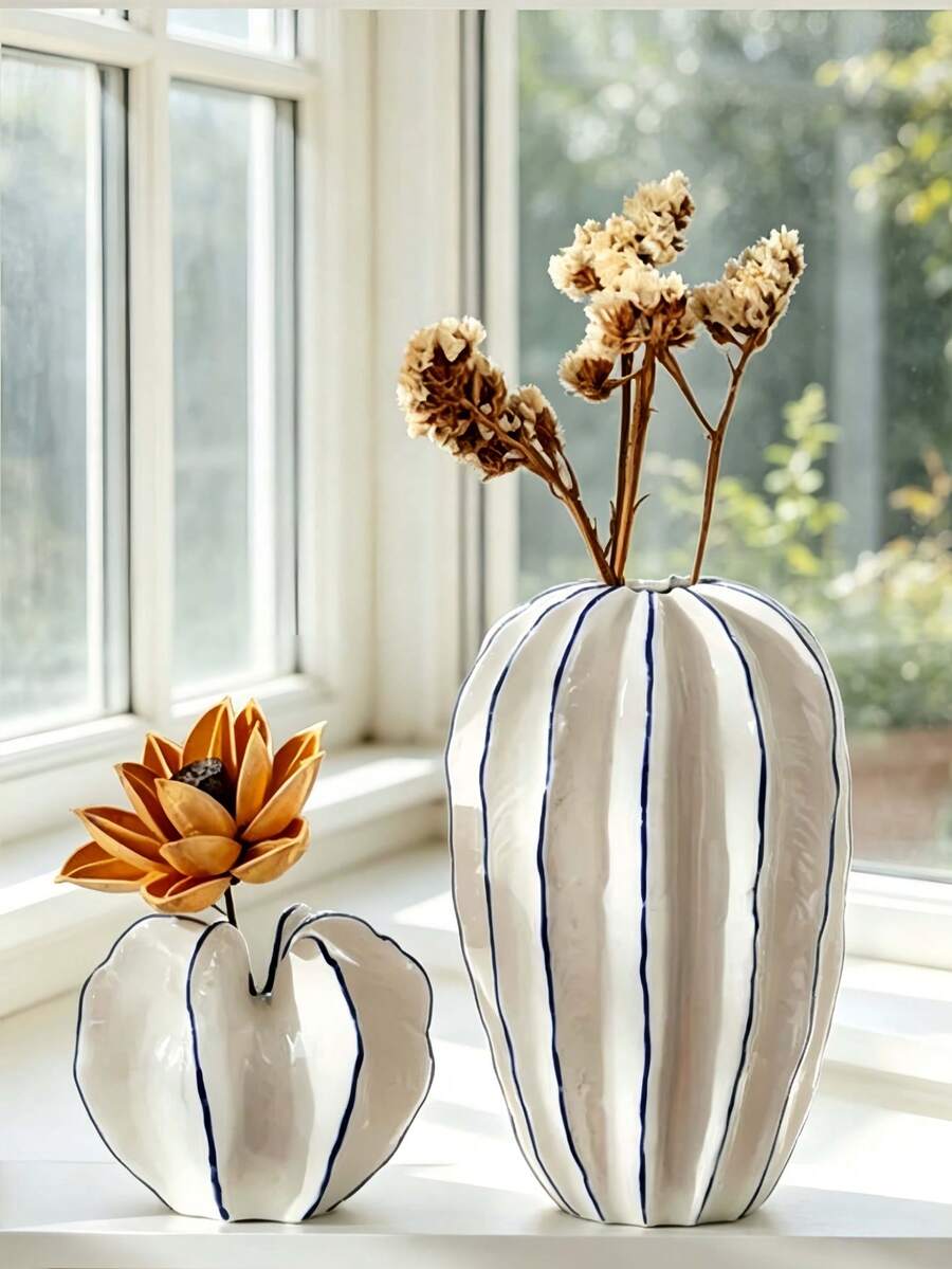 1 chiếc bình hoa nhựa resin hình quả khế sọc phong cách tối giản hiện đại | Trang trí bàn làm việc màu trắng | Đồ trang trí phòng khách phòng ngủ tiệc cưới | Trang trí khách sạn văn phòng ngày lễ - Nhiều màu - Xem 1