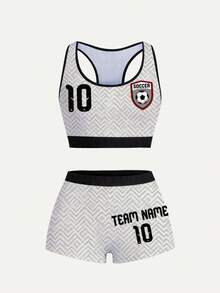 2026 World Cup Germany Football Fan Personalized Women's Customized Name Backless Crop Top And Shorts Set, Minimalist DIY Football Festival Outfit - Multicolor - View 2