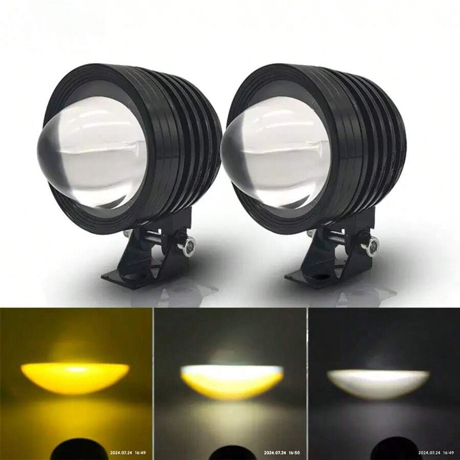 1 Cặp đèn LED sương mù mini độ sáng cao, đa năng cho xe địa hình, xe tải, điện áp 12-24V, có thể chuyển đổi ánh sáng vàng và trắng, đèn làm việc phụ trợ.