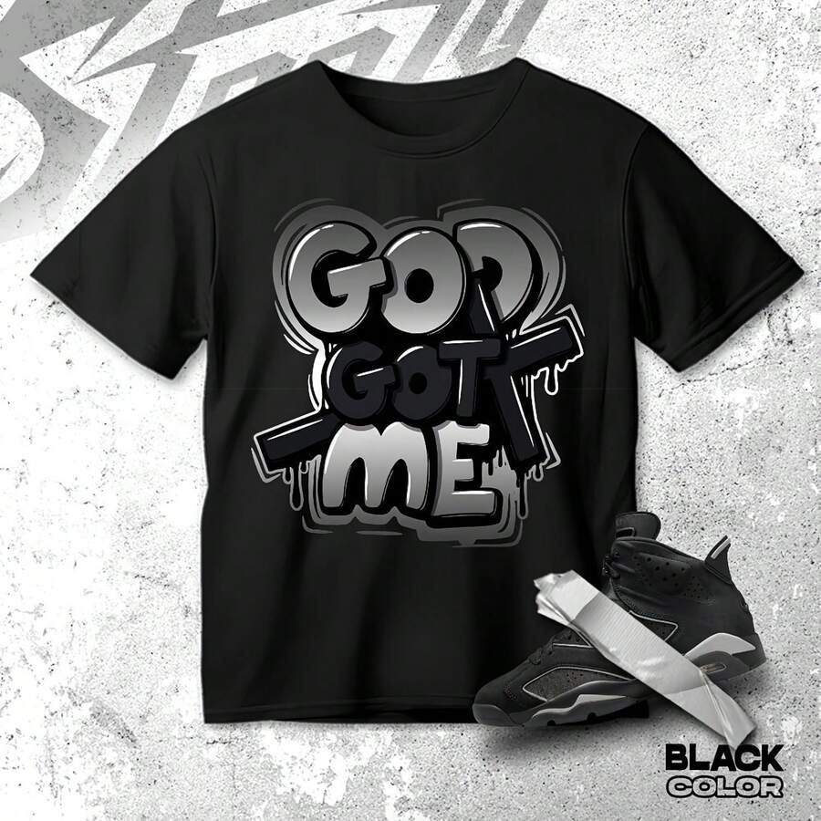 Camiseta AJs 6 Cap And Gown God Got Me, a juego con las zapatillas, estilo streetwear. Camiseta gráfica para amantes de las zapatillas. - forma - Ver 1