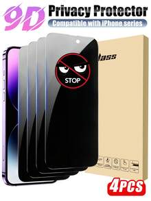4片裝隱私螢幕保護貼，適用於 iPhone 18 Pro Max/18 Pro/18/17 Pro Max/17 Pro/17 Air/17/16 Pro Max/16 Pro/16 Plus/16/15 Pro Max/15 Pro/15 Plus/15/14/13/12/11，光滑鋼化玻璃，隱私防窺、防碎、防水、防震、防摔、防刮 - 黑色 - 查看 20