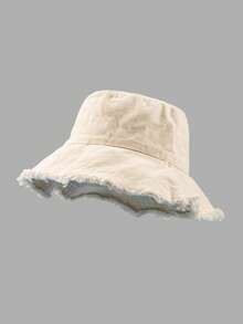1 pieza Sombrero estilo pescador/balde de unicolor casual vintage de fibra de poliéster con borde de felpa, resistente al viento y con protección UV, de moda y versátil para uso diario en todas las estaciones - sombrero de pescador - Ver 22