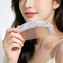 1 pièce Peigne de massage incrusté de strass brillant, brosse à cheveux en bois naturel, essentiel de voyage et de vacances, soin des cheveux, outil de coiffure, brosse à cheveux portable, massage du cuir chevelu Gua Sha, fournitures scolaires, cadeau pour le témoin de mariage - Multicolore - Voir 9