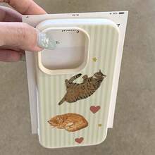 1 chiếc ốp lưng điện thoại bằng chất liệu TPU, họa tiết mèo cam sọc xanh lá cây, tương thích với iPhone 17 Pro Max/17/16 Pro Max/15/13/12/11, S20 FE/A15/S24/A55, Note 11/Note 12/Note 13 Pro, ốp lưng bảo vệ mềm mại, chống rơi vỡ, bao phủ toàn diện. - trắng - Xem 3