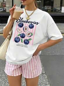 100% cotton Camisa de manga corta ajustada para damas con cuello redondo.Es una camiseta para damas con cuello redondo y estampado de fresas, una prenda de manga corta.Es ropa de verano para damas, ligera y transpirable, con un estilo fresco y adorable.Es adecuada para usar en casa, en actividades al aire libre o en deportes.Se puede lavar en la máquina y es la primera opción para vacaciones y fiestas.Camiseta para damas, prenda de manga corta, versátil y casual.Ropa de verano para estudiantes, holgada y adelgazante, con estampado de frutas, dulce y encantadora, es un must en verano.Adecuada para uso diario, vacaciones y fiestas. - Blanco - Ver 7