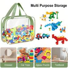 [Toy Storage Bag] Reusable Transparent PVC Chess Game Storage Bag With Zipper - Durable Travel Storage Bag, Suitable For Storing Building Blocks, Puzzles, Textbooks, Etc. - Green - View 7