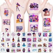 Hasbro 100张/4包 K-Pop卡通女巫狩猎贴纸，K-Pop彩色卡通动漫涂鸦创意贴纸，水转印临时纹身贴纸（随机款式） - 彩色 - 查看 2