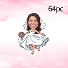 36/64/144pcs Stiker Pengantin Wanita yang Dipersonalisasi, Stiker Gelas Anggur dengan Foto Wajah Pengantin Wanita yang Disesuaikan, Stiker Gelas Pesta Lajang, Suvenir Pesta - MultiWarna - View 19