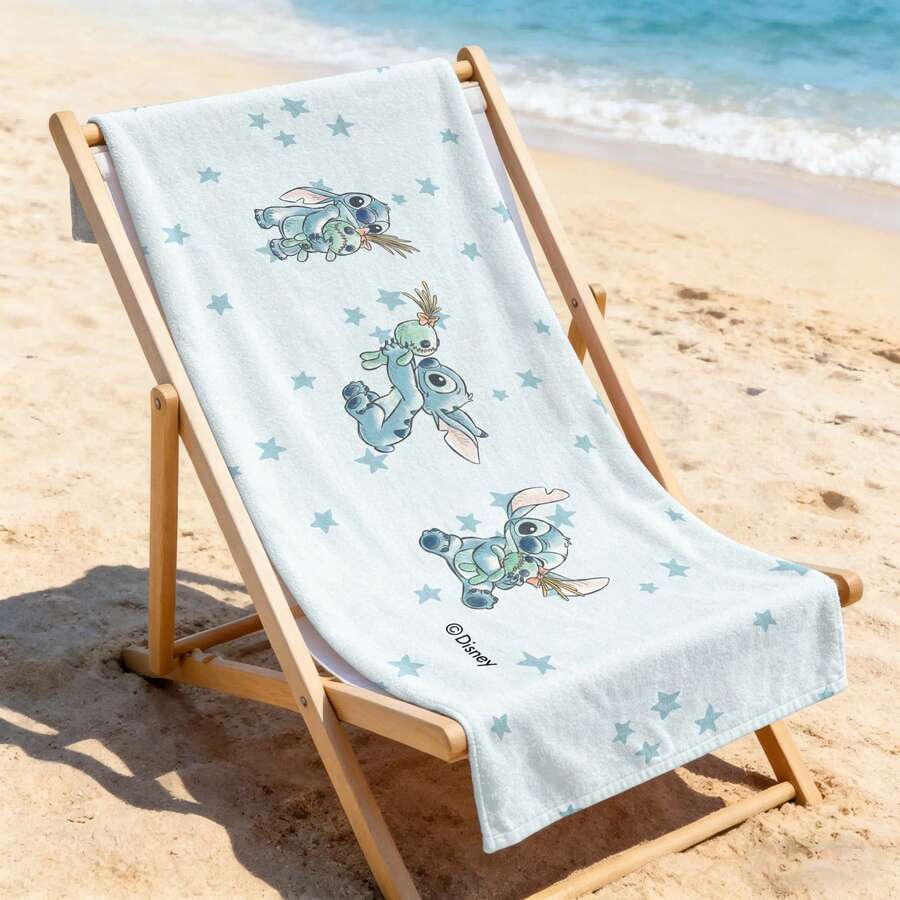 Disney Stitch & Scrump Star Print Beach Towel For Pool & Beach - A - View 1