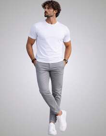 Men's Egyptian Cotton T-Shirt With Elastane, Slim Fit, Premium Egyptian Cotton Knit - 白色 - 查看 6