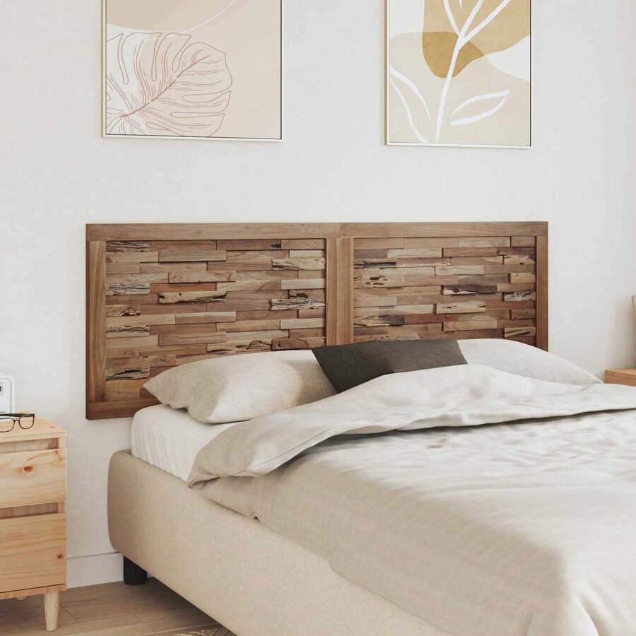 vidaXL Tête de lit Montage mural Naturel 160 cm Bois de teck massif - Tabac - Voir 1