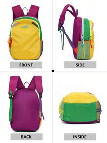 Dopamine Contrast Color Outdoor Backpack | Lightweight, Unlocking The Vitality Aesthetics Of City And Wilderness. Suitable For Daily Commuting, Short-Distance Outings, And Campus Travel. Compact Yet Spacious, Can Store Phone, Wallet, Umbrella, Snacks, Lightweight And Space-Saving. - Multicolor - View 4