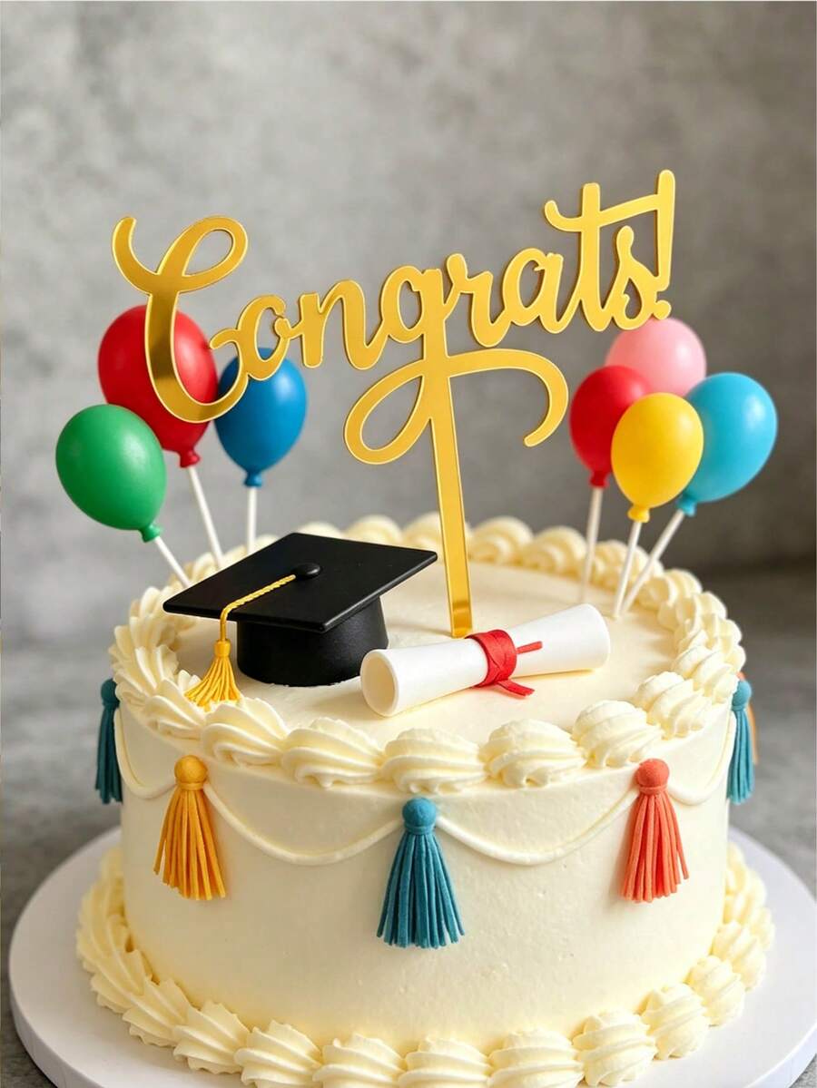 5pcs/1pc Hiasan Kue Wisuda, Rayakan Prestasi, Tambahkan Dekorasi untuk Pesta Wisuda, Cocok untuk Dekorasi Cupcake - beraneka warna - View 1