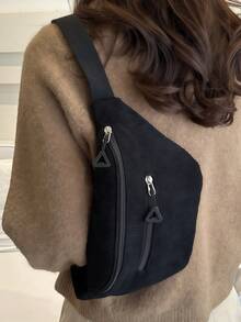 可调节腰带拉链女士斜挎包胸包前袋柔软日常包腰包适合购物、装钱包、工作通勤、户外活动、旅行必备 - 彩色 - 查看 6