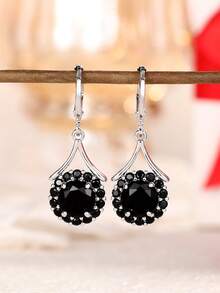 1 Đôi bông tai đá Cubic Zirconia thời trang, phù hợp cho nữ, có thể đeo trong các dịp cưới hỏi, lễ đính hôn, kỷ niệm, tiệc tùng, Ngày Valentine, cũng là món quà tuyệt vời dành cho mẹ, Ngày của Mẹ, v.v. - Bạc - Xem 2