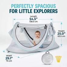 Baby Beach Tent With Sun Hat, Pop-Up Toddler Travel Tent For Camping, Portable Infant Sun Shade For Outdoor Play With Carry Bag, Back To School - Silver - View 3