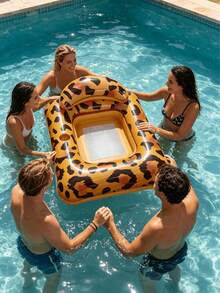 Juego de 1/2/3 piezas de sillas inflables para descansar, con elementos de estampado de leopardo y vaca, con almohada, adecuado para agua, piscina, playa, fiesta temática, flotador inflable de agua, flotador inflable de piscina, asiento de descanso en el agua, bomba de aire se vende por separado - Sillón individual con estampado de leopardo - Ver 3