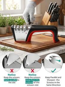 4-In-1 Knife Sharpener [4 Stage] With A Pair Of Cut-Resistant Glove, Original Premium Polish Blades, Best Kitchen Knife Sharpener Really Works For Fruit Knife And Steel Knives, Scissors - 紅色 - 查看 11