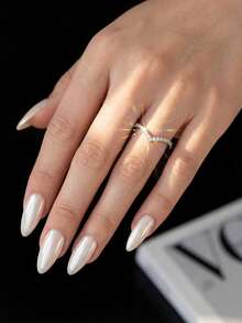 1 chiếc nhẫn bạc S925 cao cấp hình chữ V đính đá Moissanite và kim cương, nhẫn đính hôn/nhẫn cưới cho nữ, nhẫn hứa hẹn/nhẫn vĩnh cửu/nhẫn kỷ niệm/quà tặng ngày Valentine, thích hợp cho các dịp lễ, hẹn hò, tiệc tùng và đeo hàng ngày. - Bạc - Xem 5