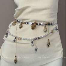 1 Pcs Double-Layer Bohemian Beach Sand Pearl Shell Tassel Waist Belt For Women Vacation Skirt Accessory - 黑色 - 查看 6