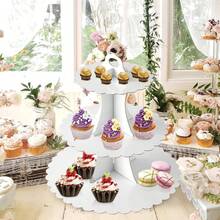 3-Tier Cupcake Stand, Cardboard Cupcake Tower, Dessert Cup Cake Stand Tower For Birthday Wedding Party Decoration, Cupcake Tier Stand 1 Set - 白色 - 查看 3