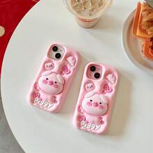Ốp lưng điện thoại hình heo 3D màu hồng dễ thương dành cho nữ, tương thích với iPhone 13, 13pro, 13promax, 14ProMax, 14Pro, 14, ốp lưng silicon cho iPhone 11, 12 nữ, 15ProMax, 15ProMax, 16ProMax, 17ProMax. - Hồng - Xem 4
