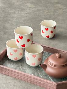 Bộ 1/2/4/6 tách cà phê espresso hình trái tim màu hồng, tách cà phê gốm hình trái tim tối giản dễ thương, tách espresso kiểu Ả Rập, tách trà mời khách/bạn bè, tách trà/cà phê chiều hàng ngày, có thể rửa bằng máy rửa chén, có thể tái sử dụng. - Nhiều màu - Xem 5