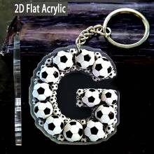 2D Acrylic Flat Football Letter Keychain, Designed For Football Players And Fans, Suitable For Football Themed Party Gifts, Souvenirs, Bag Charms, Training And Match Key Accessories - Football-themed Letter Keychain 01 - View 25